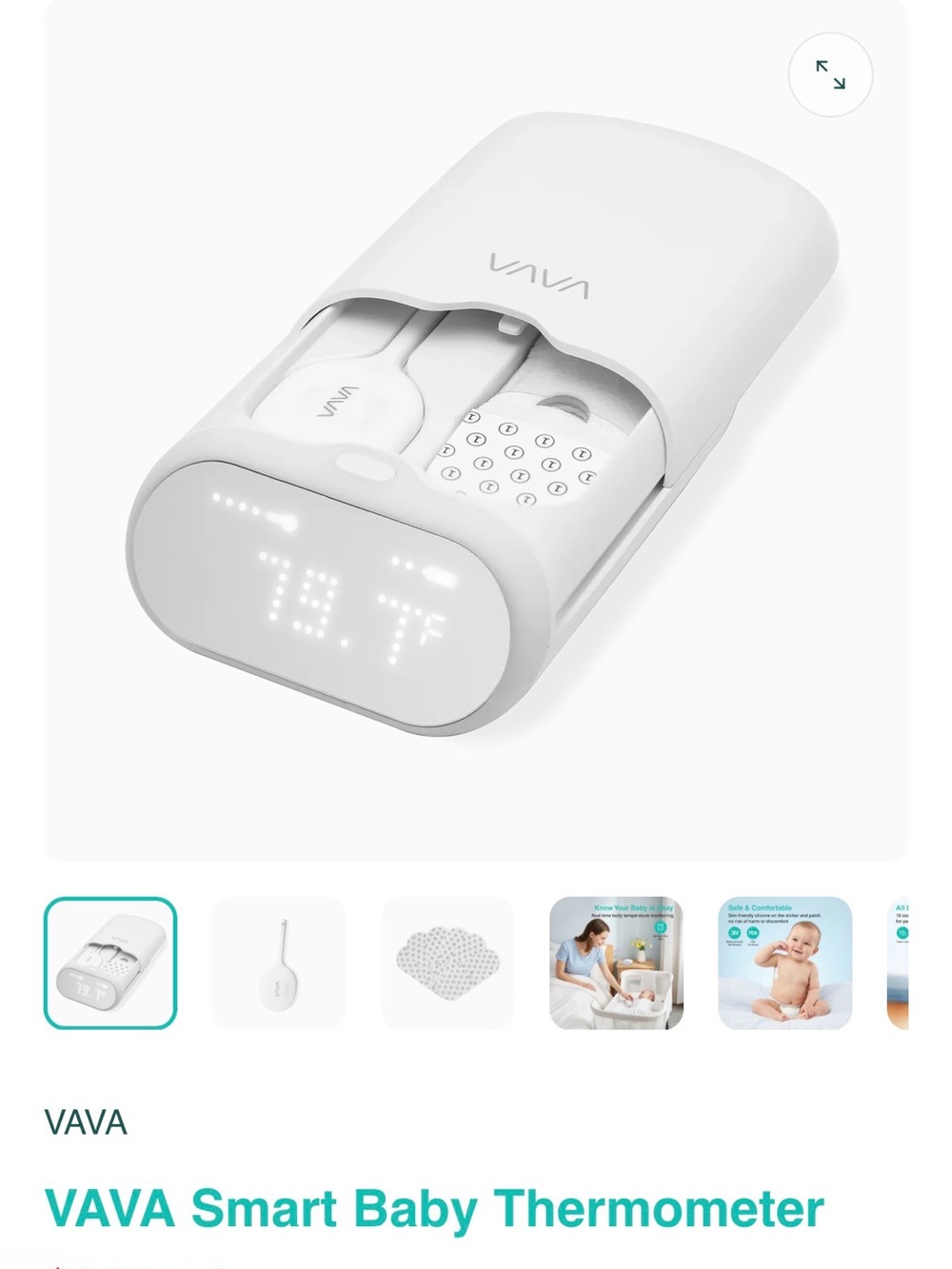 VAVA Smart Baby Thermometer — White